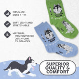 FOOZYS Brand Ladies 2 Pair Of SIBERIAN HUSKY Socks - Novelty Socks And Slippers