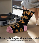 GIANT PUMPKINS Ladies Soft Cozy Halloween Socks WORLD’S SOFTEST SOCKS Brand - Novelty Socks And Slippers