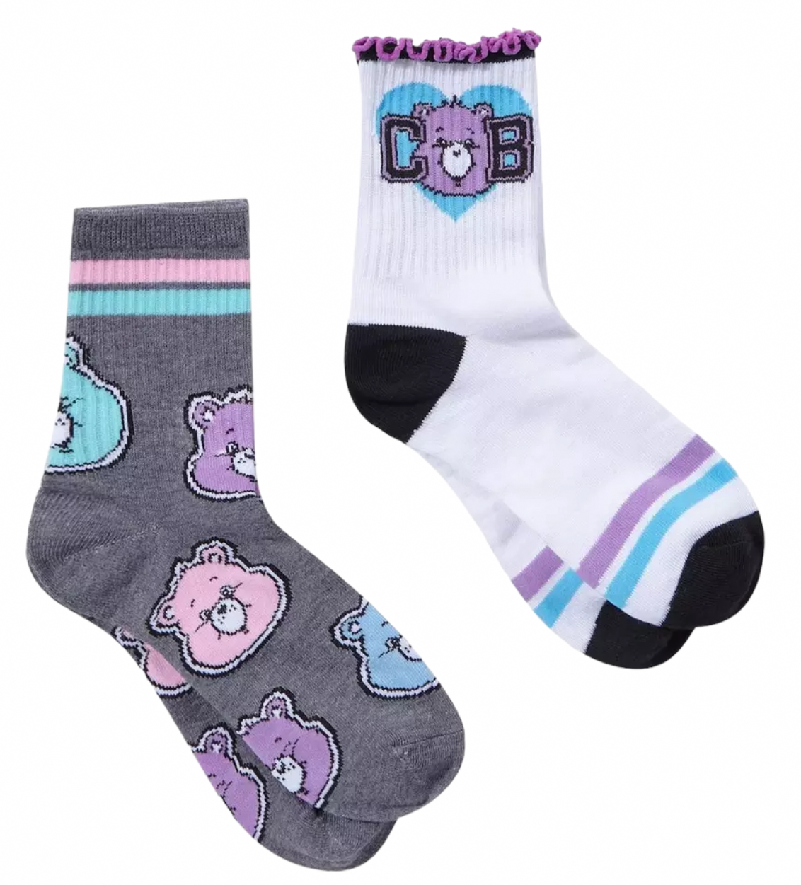 CARE BEARS Ladies 2 Pair Of Socks SHARE BEAR, CHEER BEAR, BEDTIME BEAR, GRUMPY BEAR - Novelty Socks And Slippers
