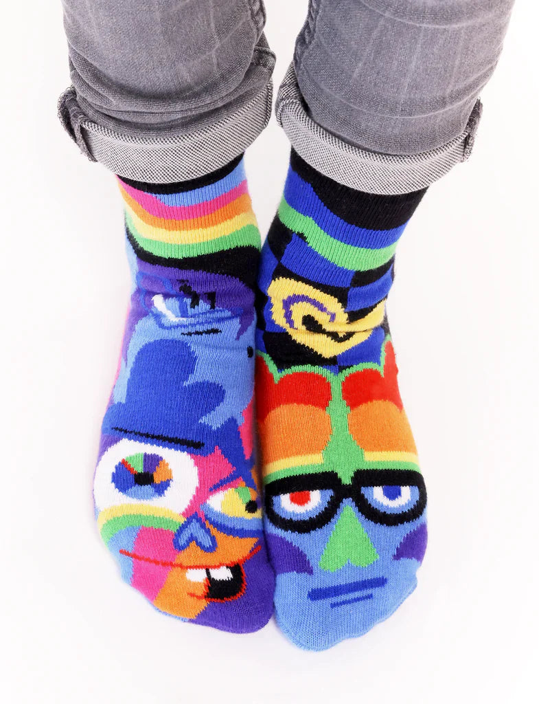 SILLY & SERIOUS Unisex Toddler & Kids Mismatched Gripper Bottom Socks PALS SOCKS Brand - Novelty Socks And Slippers