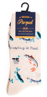 PARQUET Brand Men’s FISHING Socks ‘KEEPING IT REEL’ - Novelty Socks And Slippers