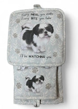 DOG & CAT 3 Piece Oven Mitt & Tea Towel Set By E&S Pets (CHOOSE BREED) - Novelty Socks And Slippers