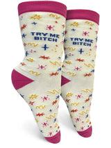 TRY ME BITCH Ladies Socks GROOVY THINGS Brand - Novelty Socks And Slippers