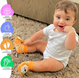 BOOGIE TOES Unisex Baby LION Rattle Gripper Bottom Socks By Piero Liventi - Novelty Socks And Slippers