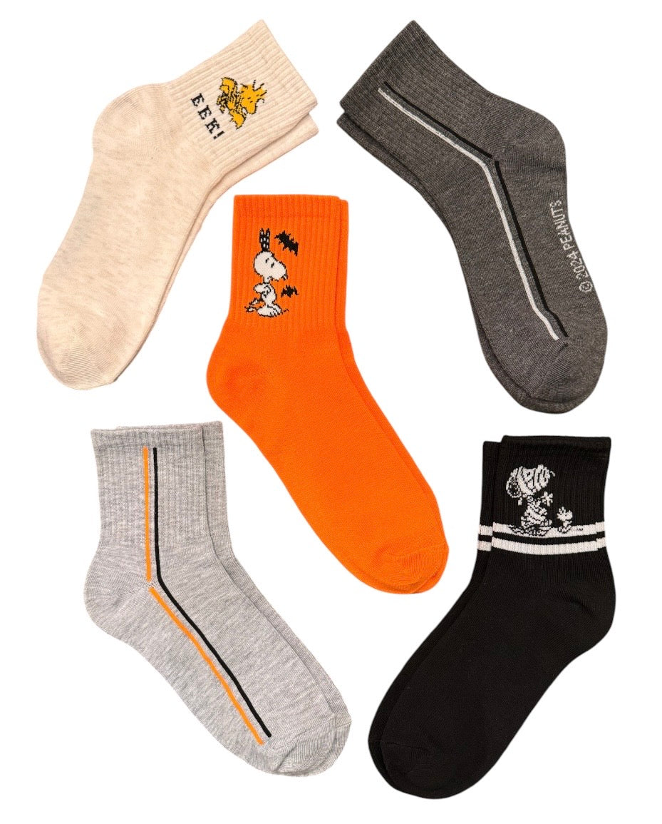 PEANUTS Ladies 5 Pair Of HALLOWEEN Socks ‘EEK’