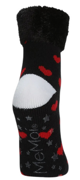Memoi Brand Ladies Valentines Day Slipper Socks Red Hearts All Over - Novelty Socks And Slippers