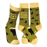 NEVER FISH ALONE Unisex Adult Dog Socks PRIMITIVES BY KATHY Brand