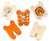 PEANUTS Ladies THANKSGIVING 5 Pair Of No Show Socks ‘BE THANKFUL’ (Choose Style)
