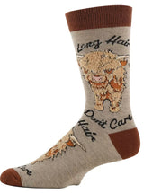 OOOH YEAH Brand Men’s BULL Socks 'LONG HAIR DON’T CARE' - Novelty Socks And Slippers
