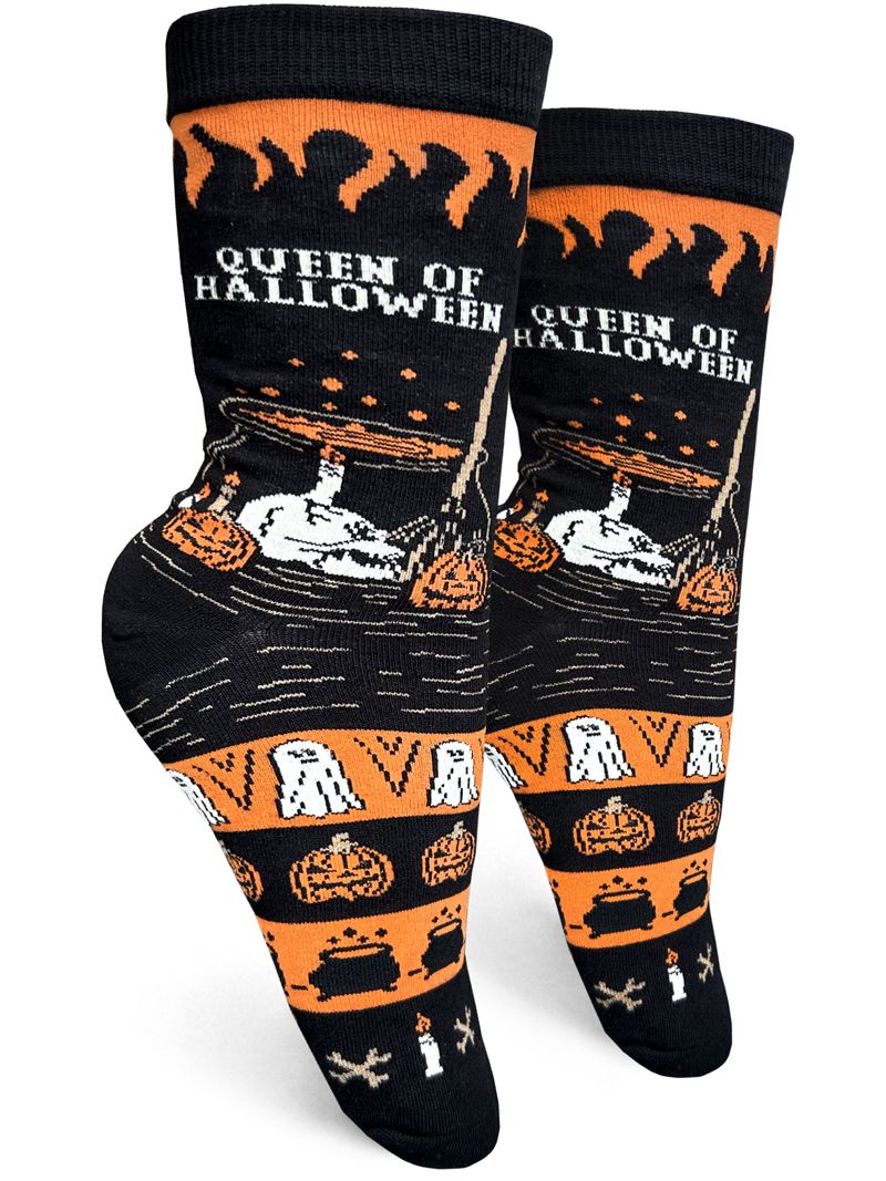 GROOVY THINGS CO. Ladies QUEEN OF HALLOWEEN Socks - Novelty Socks And Slippers