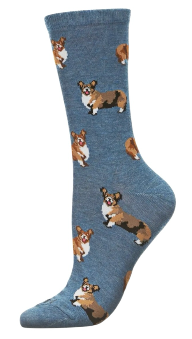 Memoi Brand Ladies WELSH CORGI Dog Socks - Novelty Socks And Slippers