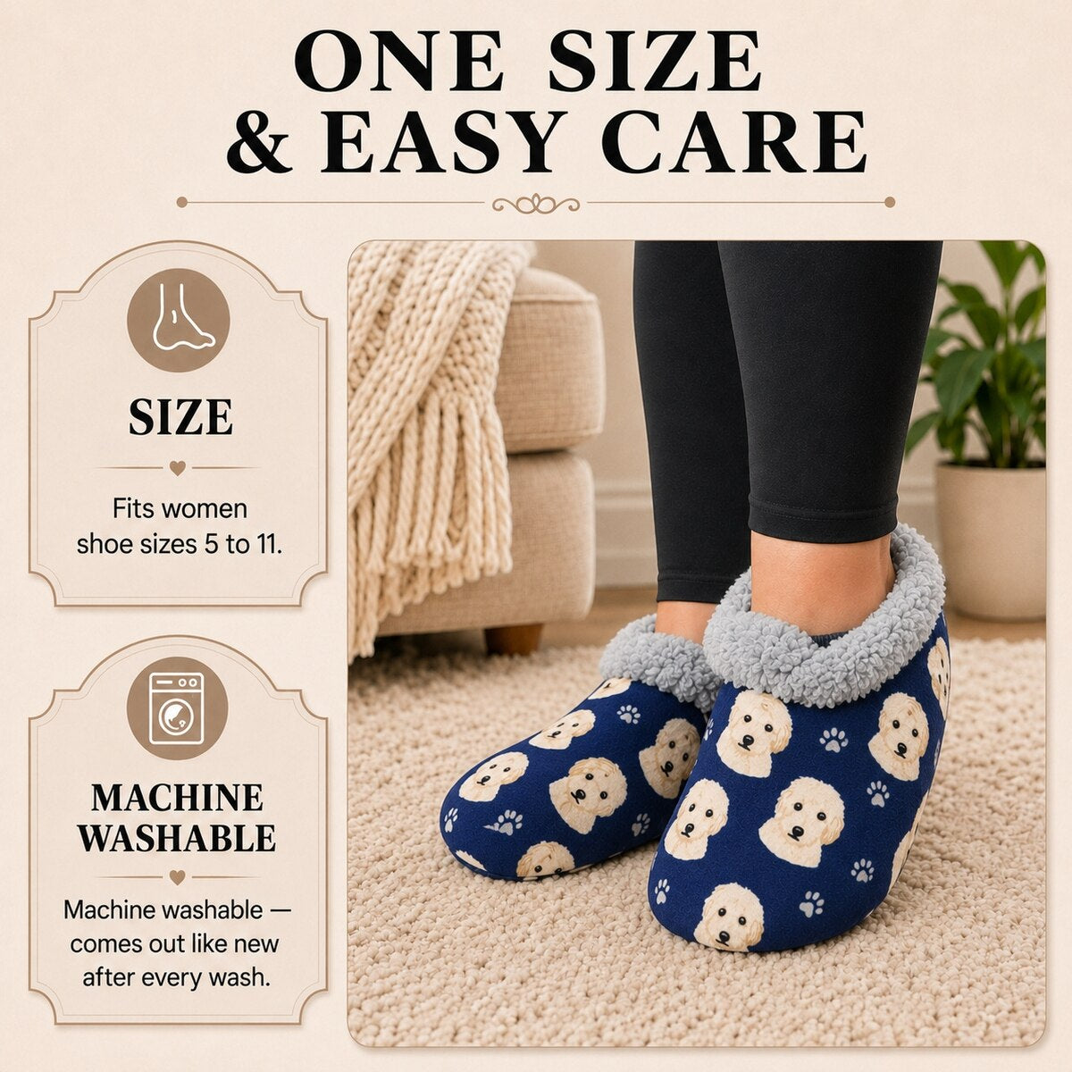 GOLDENDOODLE Dog Ladies Non-Slip Slippers COMFIES BRAND By E&S Pets