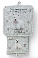 DOG & CAT 3 Piece Oven Mitt & Tea Towel Set By E&S Pets (CHOOSE BREED) - Novelty Socks And Slippers