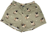 COMFIES LOUNGE PJ SHORTS Ladies PUG DOG By E&S PETS - Novelty Socks And Slippers
