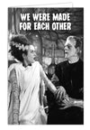 Frankenstein Halloween Greeting Card WE WERE MADE FOR EACHOTHER - Novelty Socks And Slippers