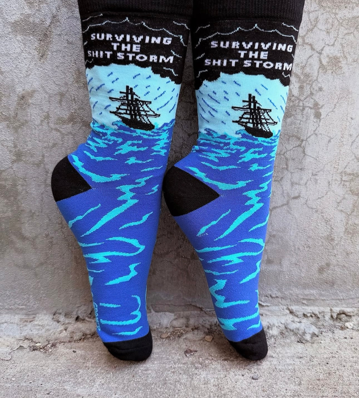 GROOVY THINGS Co. Brand Ladies SURVIVING THE SHIT STORM Socks - Novelty Socks And Slippers