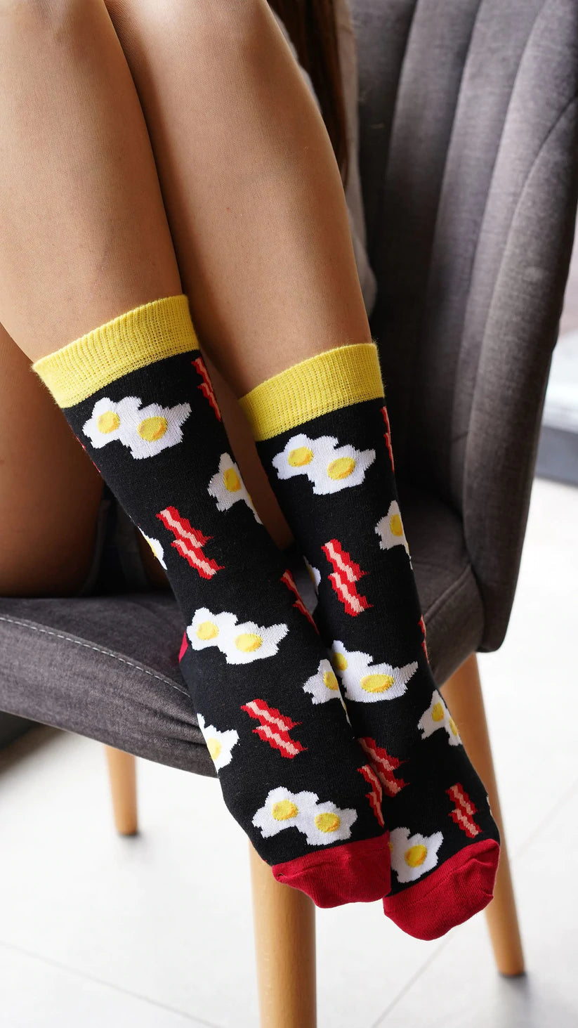 BACON & EGGS Unisex Kids Socks SOCKS N SOCKS Brand Age 7-10, Shoe Size 1-5