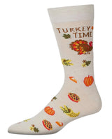 TURKEY TIME Men’s Thanksgiving Socks MeMoi Brand - Novelty Socks And Slippers