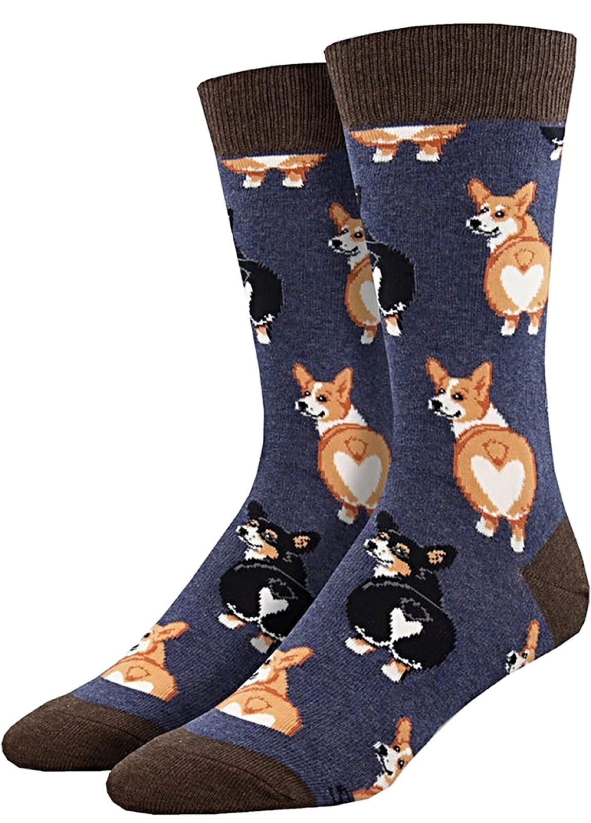 SOCKSMITH Brand Men’s CORGI DOG BUTT Socks (CHOOSE COLOR) - Novelty Socks for Less