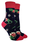 GOOD LUCK SOCK Brand Ladies CHRISTMAS DINOSAUR Socks - Novelty Socks And Slippers