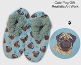 COMFIES BRAND Ladies PUG DOG Non-Skid SLIPPERS - Novelty Socks And Slippers