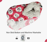 COMFIES BRAND Ladies MALTESE DOG NON-SKID SLIPPERS - Novelty Socks And Slippers