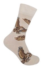 GREAT HORNED OWL Adult Unisex Socks FUNATIC Brand Owls All Over - Novelty Socks And Slippers