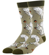 OOOH YEAH Brand Men’s WHITE FOX SQUIRREL Socks With ACORNS ‘NUTTY BUT NICE’ - Novelty Socks And Slippers