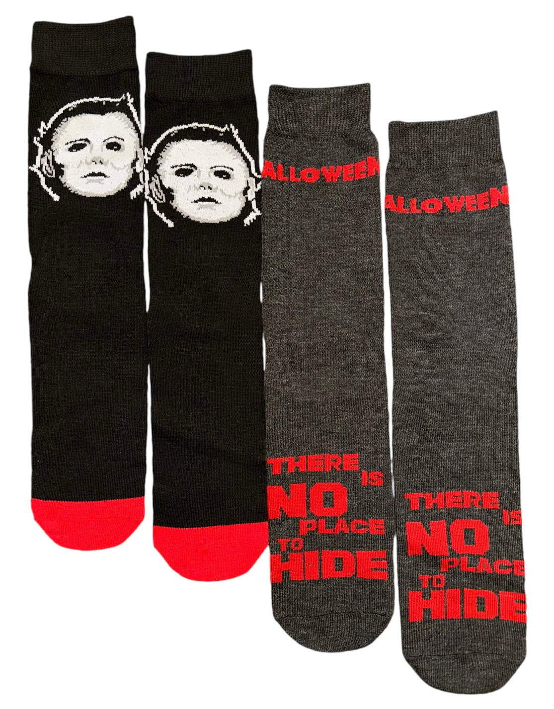 HALLOWEEN II Men’s MICHAEL MYERS 2 Pair Of Socks ‘THERE IS NO PLACE TO HIDE’ - Novelty Socks And Slippers