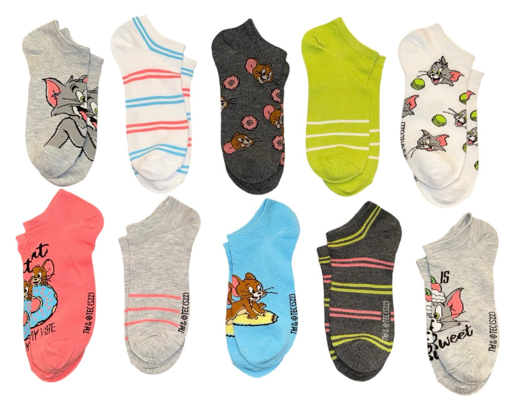 TOM & JERRY LADIES 10 PAIR OF LOW SHOW SOCKS ‘LIFE IS SWEET’ - Novelty Socks And Slippers