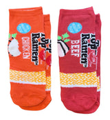 TOP RAMEN SOUP Ladies 2 Pair Of Ankle Socks Chicken & Beef ODD SOX Brand - Novelty Socks And Slippers