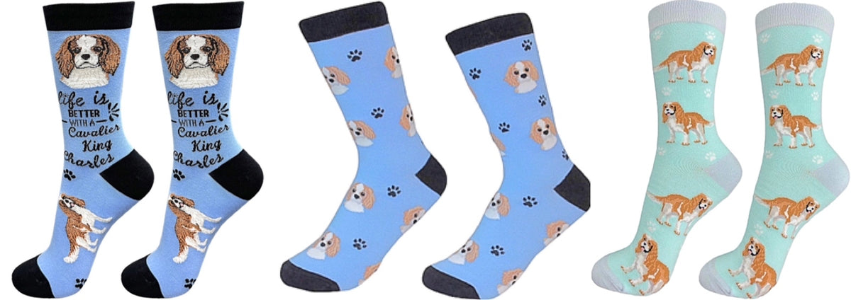 CAVALIER KING CHARLES Dog Unisex Socks By E&S Pets CHOOSE SOCK DADDY, HAPPY TAILS, LIFE IS BETTER - Novelty Socks for Less