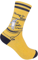 FUNATIC Brand Unisex CAT Socks HANG IN THERE IT GETS WORSE’ - Novelty Socks And Slippers
