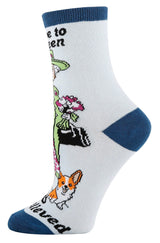 OOOH YEAH Brand Ladies THE QUEEN OF ENGLAND Socks ‘YOUR MAJESTY’ With Dog - Novelty Socks And Slippers