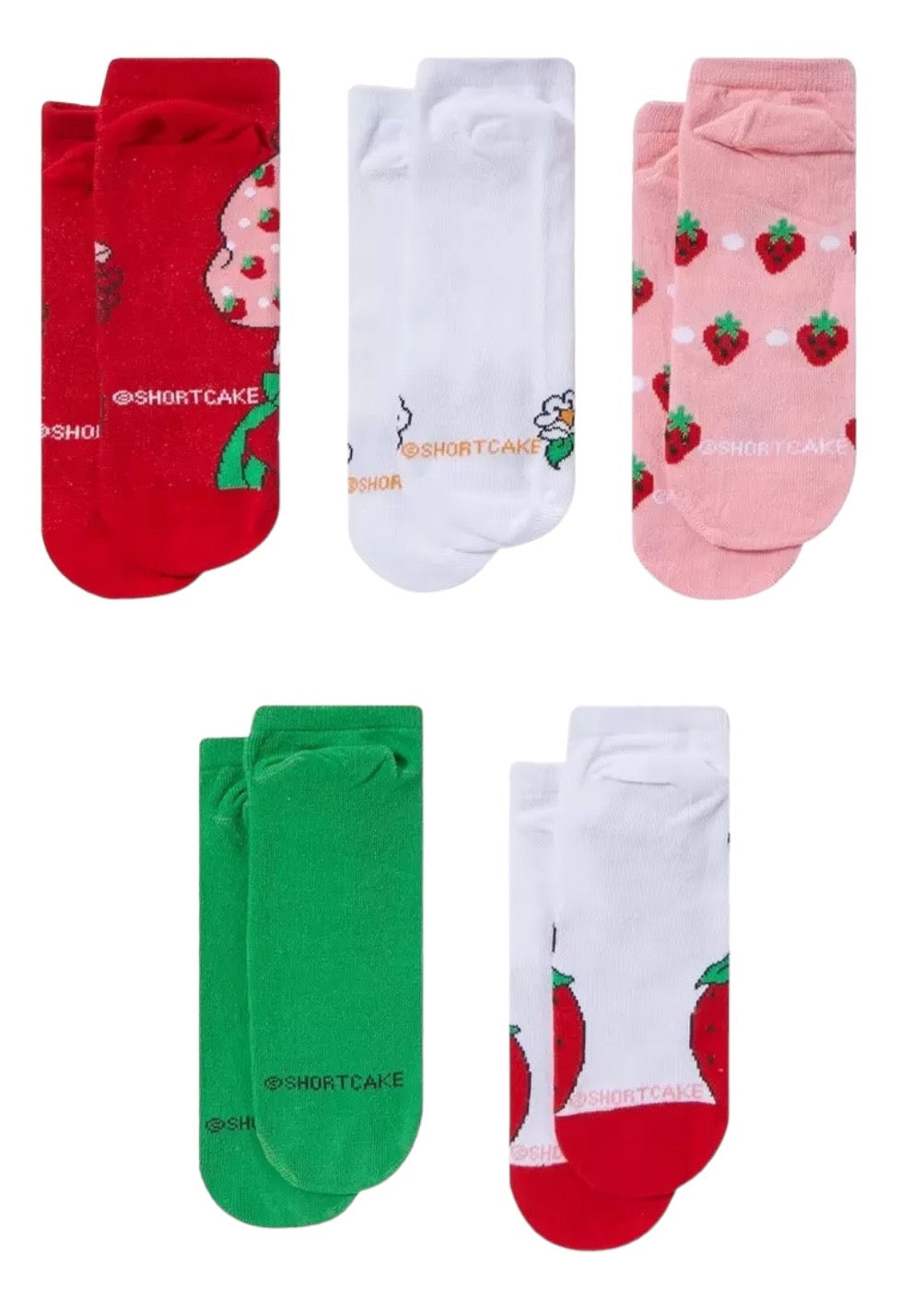 STRAWBERRY SHORTCAKE Ladies 5 Pair Of No Show Socks ‘BERRY CUTE’ - Novelty Socks And Slippers