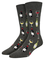 FINE WINE Men's Socks BOTTLES & GLASSES OF WINE SOCKSMITH Brand