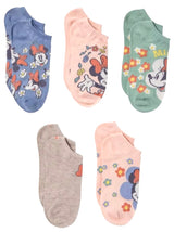 DISNEY Ladies MINNIE MOUSE 5 Pair Of No Show Socks With FLOWERS & BOWS - Novelty Socks And Slippers