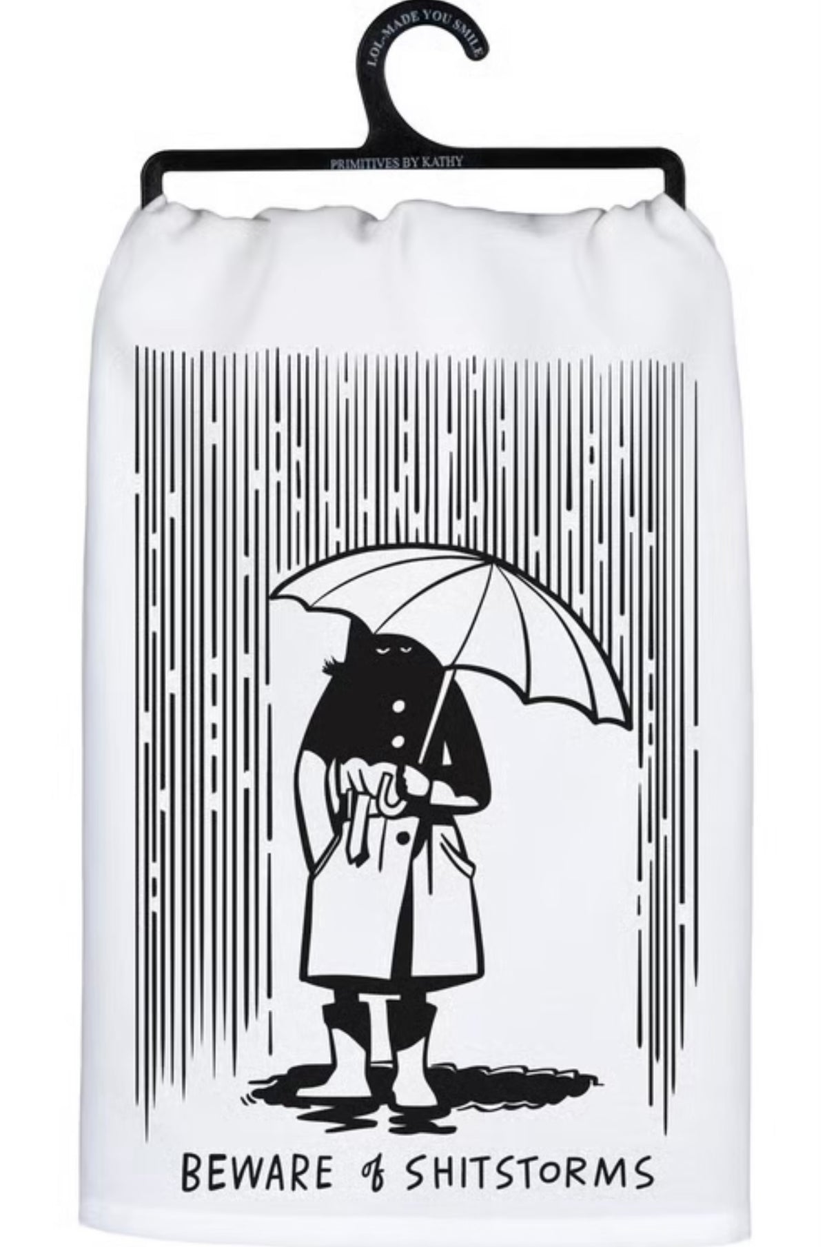 BEWARE OF SHITSTORMS Kitchen Tea Towel By Primitives By Kathy - Novelty Socks And Slippers