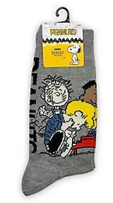 PEANUTS GANG Men’s 2 Pair Of Socks LINUS, SCHROEDER, FRANKLIN, LUCY, CHARLIE BROWN - Novelty Socks And Slippers