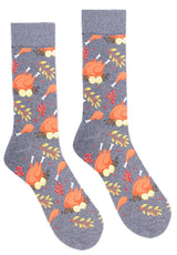 PARQUET Brand Men’s THANKSGIVING TURKEY Socks With DRUMSTICK, CRANBERRIES - Novelty Socks for Less