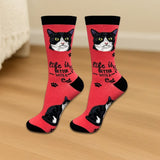 BLACK & WHITE CAT (TUXEDO) Adult Unisex Socks By E&S Pets Choose Style
