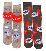 DISNEY STITCH Men’s VALENTINES DAY 2 Pair Of Socks ‘YOU CAN’T HANDLE MY LOVE’ - Novelty Socks And Slippers