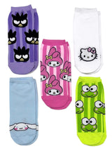 HELLO KITTY Ladies 5 Pair Of No Show Socks My Melody, Keroppi, Chococat - Novelty Socks And Slippers