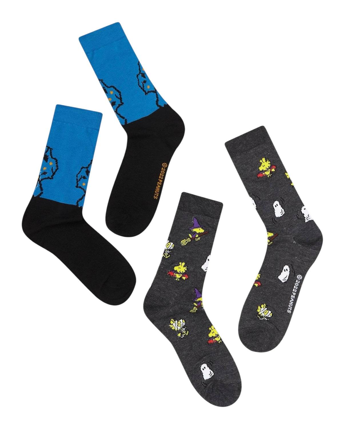PEANUTS Men’s 2 PAIR OF HALLOWEEN Socks SNOOPY, WOODSTOCK & THE GREAT PUMPKIN