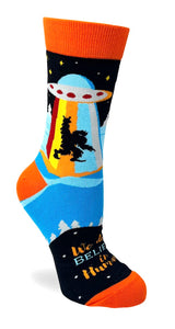 FABDAZ Brand Ladies WE DON’T BELIEVE IN HUMANS Socks LOCHNESS MONSTER, BIG FOOT - Novelty Socks And Slippers