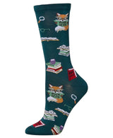 BOOK NERD Ladies Socks MeMoi Brand SLY FOX & BOOKS - Novelty Socks And Slippers