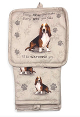 DOG & CAT 3 Piece Oven Mitt & Tea Towel Set By E&S Pets (CHOOSE BREED) - Novelty Socks And Slippers
