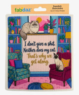SASSY FUNNY CAT Sayings Set Of 3 Swedish Dishcloths ‘DOGS HAVE OWNERS. CATS HAVE STAFF. I KNOW MY PLACE’