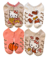 HELLO KITTY Ladies 4 Pair Of Holiday Thick No Show Gripper Bottom Socks (Choose Holiday)
