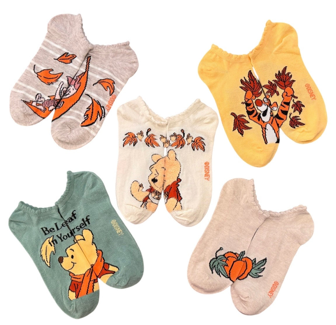 DISNEY WINNIE THE POOH Ladies 5 Pair Of Autumn Socks